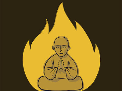Saigon bonzo buddah buddism editorial fire illustrations monk persecution saigon vietnam