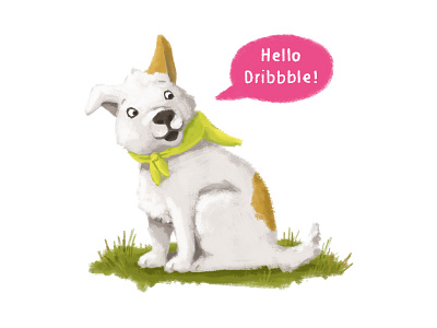 Hello there! cute dog dribbble green hello illustration photoshop