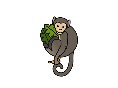 Monkey in a circle animal circle cute digital illustration monkey round roundanimals vector