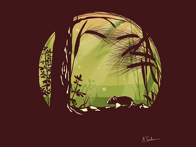 Silhouette Mouse brown digital forest green illustration illustrator mouse nature shadow silhouettes sunlight tree