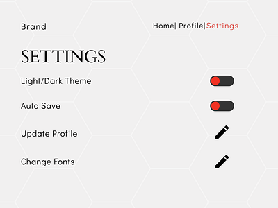 Settings page 007 dailyui design settings