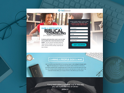 Landing Page For Light University