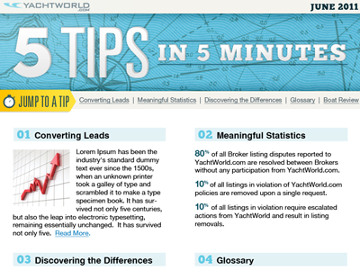Yacth World newsletter - 2 Column email header map newsletter yacht
