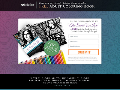 Catholic Coloring Book Landing Page catholic coloring book landing page web webpage