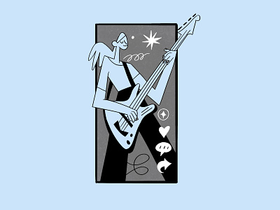 Website illustration for +GP Agency bass bass guitar branding gen z girl illustration music tik tok video