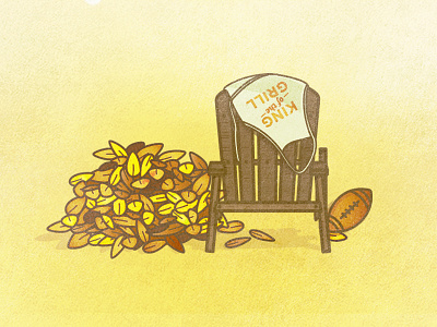 Fall Scene Detail backyard chair fall football furniture home icons illustration leaves line shadows vector