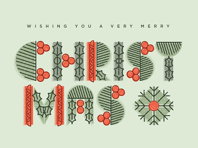 Christmas Card abstract christmas holiday holly illustration nature seasons snowflake type typography winter