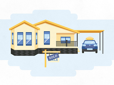 House Illustration car flat graphic home house icon illustration outside scene sold vector