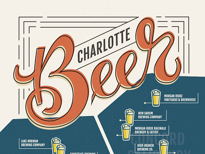 CLT Beer Map Crop beer charlotte icon illustration lettering line work map script type typography vector