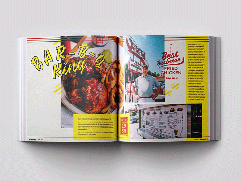 Well-Seasoned Food Joints Article article charlotte editorial food illustration layout magazine print publication retro type typography