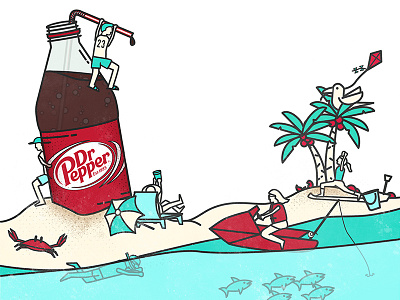 Dr. Pepper Snapchat Geofilter Illustration beach design dr. pepper flat line freelance icon illustration scene snapchat soda summer vector water