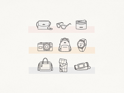 Accessories Icons accessories backpack bag belt camera flat line glasses handbag icon icons illustration minimal pastel spot color watch