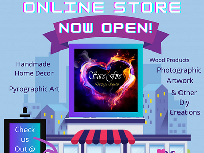 Online Store Now Open branding content design graphic design illustration typography