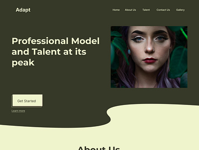 Landing page for a model and talent agency design figma hero section landing page ui