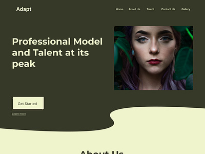 Landing page for a model and talent agency