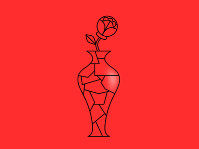 Unbroken ❤️‍🩹 broken design flower illustration line mentalhealth nature red rose unbroken vase vector visualization