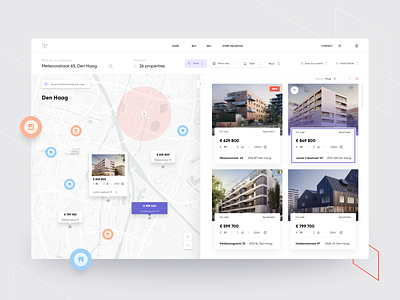 Real estate broker apartment broker buy cards clean design developer house interface map offers property real estate region search sell ui ux web website