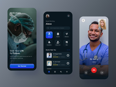 MedicoCare - Health Care App app design health healthcare healthy medic medical medical app medicine mobile mobile app mobile app design mobile design ui design