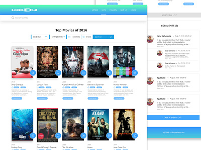 Ranking Films List Page V1 design designer films list philippines ui ux web