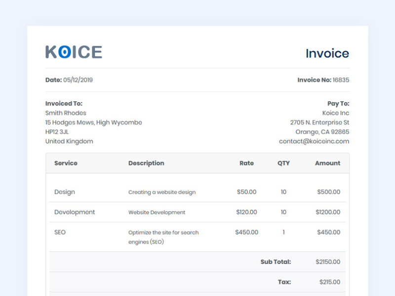 Invoice Html Template by Harnish Design on Dribbble