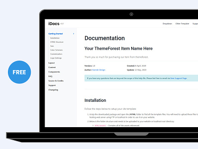 Free Documentation Template bootstrap 4 bootstrap template docs document documentary documentation documents free freebie freebies guide help help center helpdesk html information knowledgebase onepage template