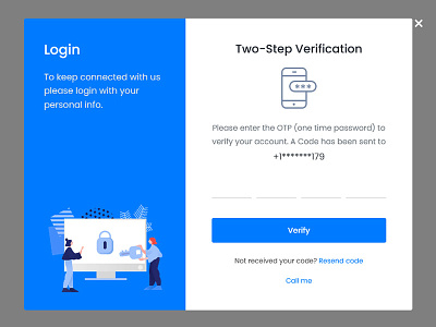 Two-Step Verification - OTP 2 fa 2fa authenticator code lock login otp password security signin sucess template two factor two factor authentication two step verification ui unlock verification verification code