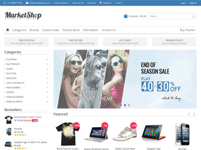 MarketShop OpenCart theme corporate customizable ecommerce fashion opencart 2 opencart theme shop store web