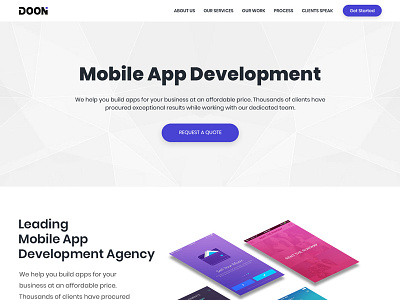 Doon Mobile App Development Agency Template agency app design development mobile one page psd single page template