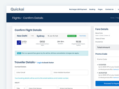 Confirm Details for Book Flight Ticket arrival book booking confirm departure details fare details flight promo code return ticket traveller