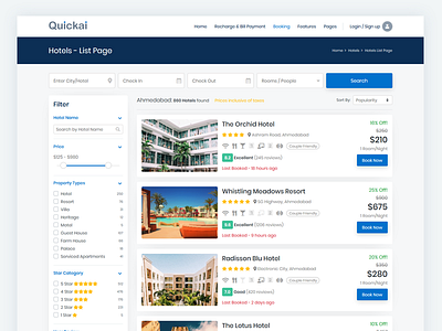 Hotels Search List Page booking clean design filtering hotel booking hotel website hotels html list page list view page responsive template template design ui uidesign ux ux design web website