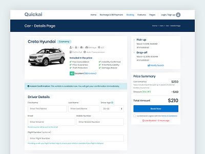 Car Rental Booking Details Page book now booking car details car rental car rental fee cars cars booking design details page driver details drop off pick up taxi template ui vehicle