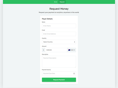 Request Money Page clean concept currency currency exchange design details money money transfer page pay payment receive receive money request requests template ui ux web website