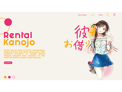 Rental Kanojo Website anime design illustration ui website