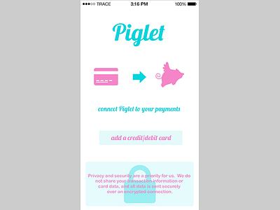 Piglet Connect a Card app budget card commerce connect ios iphone social