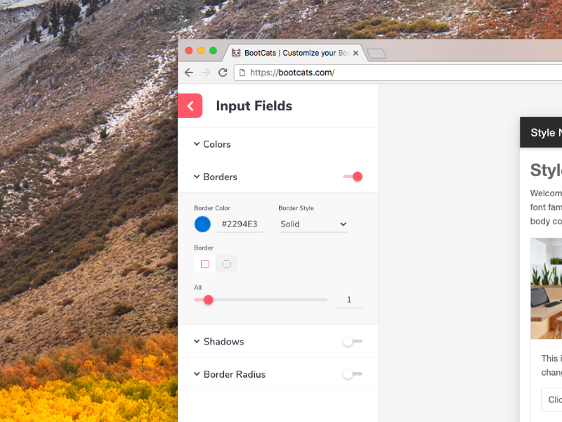 Bootcats Control Panel bootcats web app ux ui bootstrap controls
