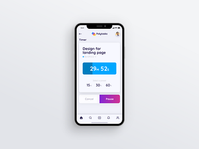 Polytasks Timer app iphonex polytasks product product management task app tasks ui ux