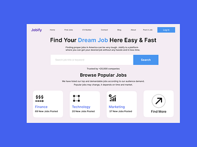 Jobify- Job Listing Website app branding design graphic design illustration logo typography ui ux vector