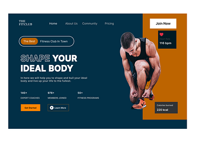 FitClub - Fitness Landing Page app branding design graphic design illustration logo typography ui ux vector