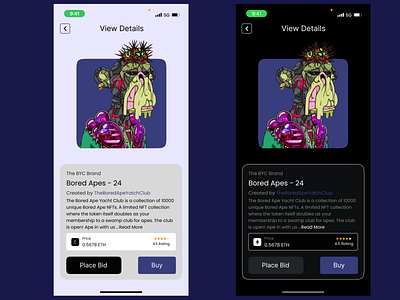 NFTs App - Purchase Page for Bored Ape