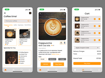 Coffee Shop Mobile App - Light Mode