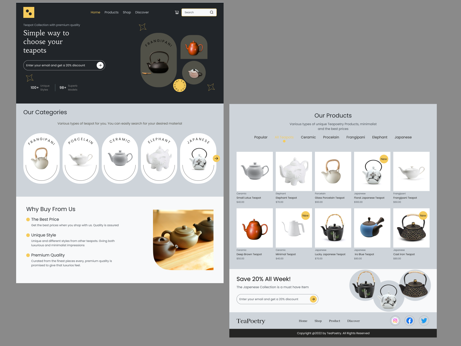 TeaPoetry Teapot site by Igwe Chidera on Dribbble