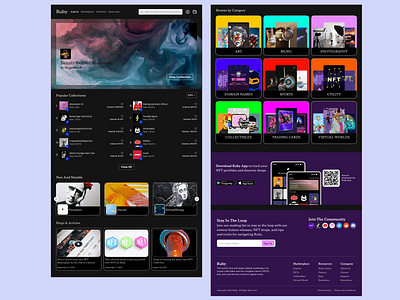 Ruby - NFT Marketplace Landing Page (Dark Mode) app branding design graphic design illustration logo marketplace nft nfts typography ui ux vector