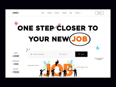 Job Finder web Design clean design find work hire hiring platform illustration job job finder job listing job search minimal product design ui ui web uiux web web design