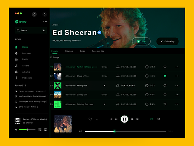 Spotify web redesign app apple clean dashboard design interface ios landing page masud sardar media modern music music player playlist song spotify streaming ui web player