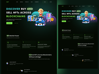 NFT Marketplace web landing page 3d animation blockchain crypto cryptocurrency graphic design illustration landing page marketplace mobile app design mobile design nft stellar blockchain ui user experience ux web web3.0 website design