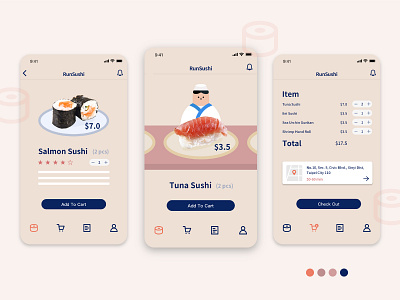 RunSushi Order App app design food icon illustrator japan mockup order sketch sushi sushimaster ui