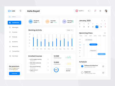 E-learning Management Dashboard course dashboard dashboard design dashboard management design educational dashboard educationalmanagement dashboard ui