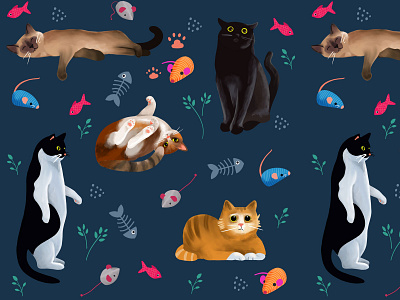 Cat Life animal cat pattern cats illustration pattern procreate procreate app procreate art