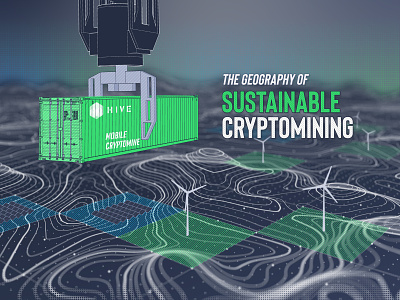 Sustainable Cryptomining Infographic Header blockchain cargo contours crypto cryptocurrency digitial geology map relief sustainable
