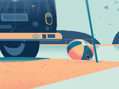 VW Type 2 Illustration Working Close Up 1 beach beach ball beachball car costarica sand tamarindo type type 2 vw